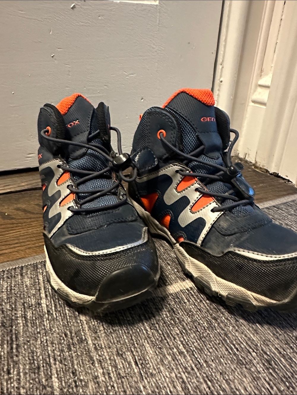 Geox Kids Navy and Orange Lace-Up Adventure Boots